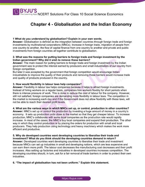 Ncert Solutions For Class Economics Social Science Chapter