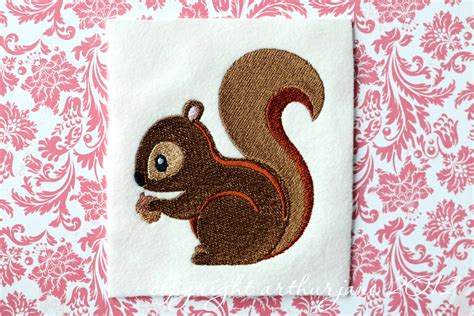 Squirrel Embroidery Design Instant Digital Download Woodland Etsy