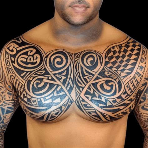 Polynesian Chest Tattoos In Samoan And Tongan Style · Creative Fabrica