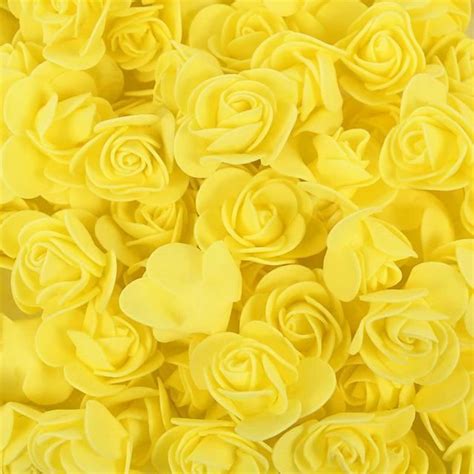 FLEUR SECHEE Yellow 100pcs Têtes De Roses Artificielles En Mousse Pe