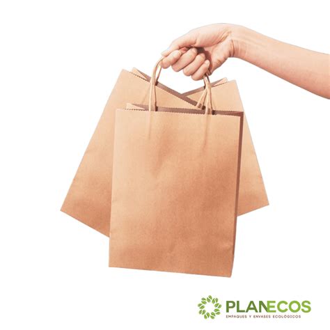 Bolsa De Papel Kraft Con Manija 20cmx25cmx12xcm Planecos