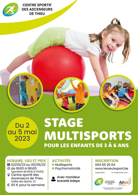 Stage multisports pour les enfants de 3 à 6 ans Centre sportif des