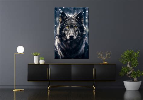 Black Wolf Art Print Wolf Painting Animal Art Contemporary Art Gift for ...