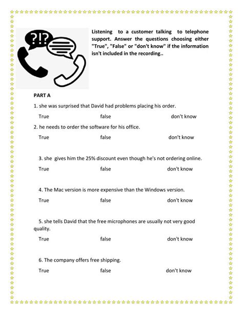 Listening A Conversation Phone Worksheet Listening Lessons