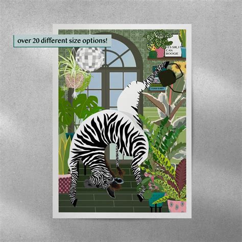 Zebra Watering Plants Digital Download, Houseplant Zebra Print, Zebra ...