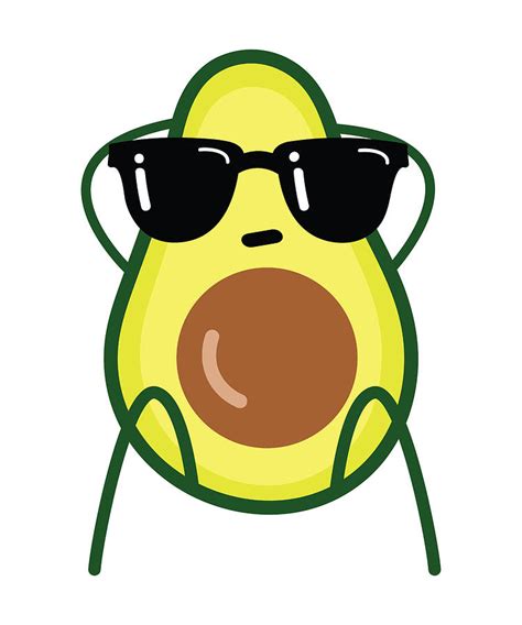 Cool Sunbathing Avocado In Sunglasses Guacamole Lover Drawing By Kanig Designs Pixels