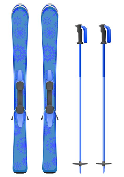 Blue Skis Mountain With Snowflakes Vector Illustration Vector