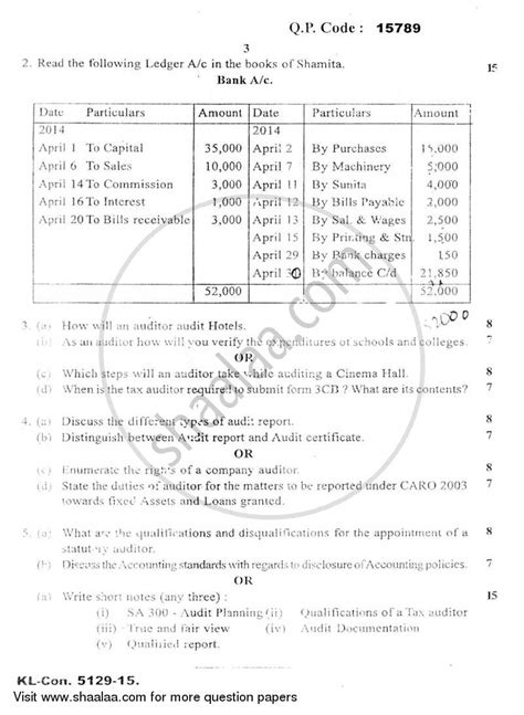 Auditing Financial Accounting And Auditing 10 2014 2015 Bcom