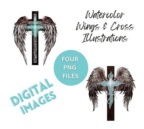 Angel Wings Png Cross With Wings Png Printable Clip Art Instant