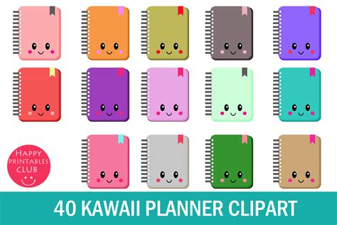 Kawaii Planner Clipart Kawaii Planner Graphic By Happy Printables Club