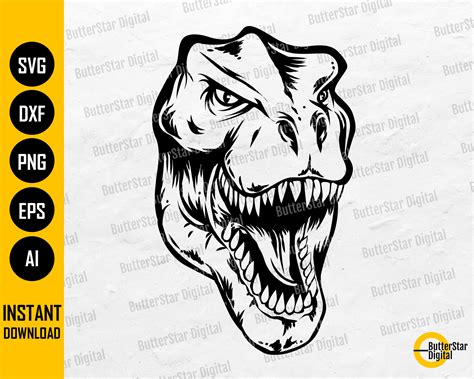 T Rex Head Svg Tyrannosaurus Rex Dinosaur Face Jurassic Etsy Singapore