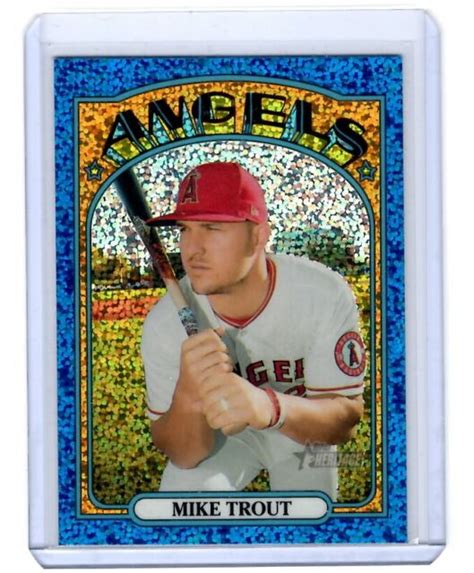 Mike Trout Topps Heritage Chrome Blue Sparkle Refractor