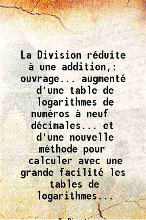 La Division réduite à une addition ouvrage augmenté d une table de