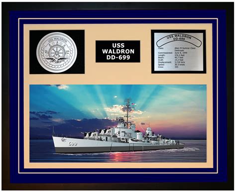 Uss Waldron Dd 699 Framed Navy Ship Display Burgundy Navy Emporium