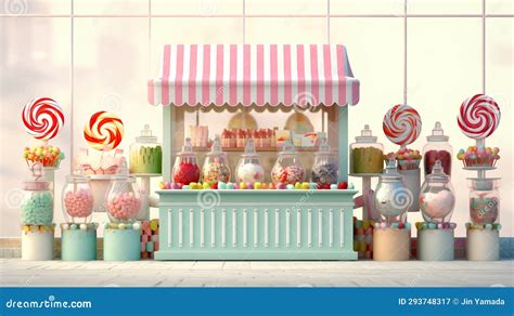 3d Render Of A Candy Shop With Shelves Full Of Candies Stock