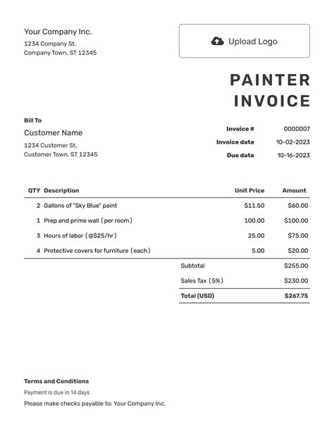 Free Painter Invoice Template