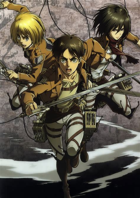 Shingeki No Kyojin Armin Arlelt Eren Jaeger Mikasa Ackerman Sword