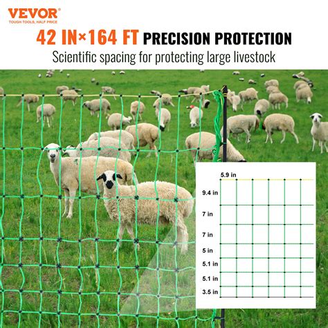 Vevor Electric Fence Netting 42 H X 164 L Pe Net Fencing With Posts And Double Spiked Stakes