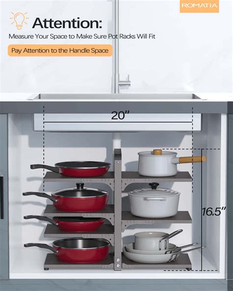 Romatia Pot And Pan Organizer Rack For Under Cabinet Heavy Duty Pot