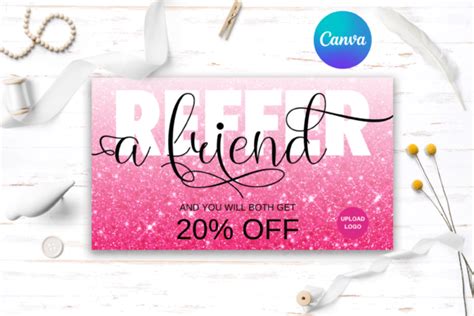 Pink Glitter Referral Card Graphic By Andreea Eremia Design · Creative