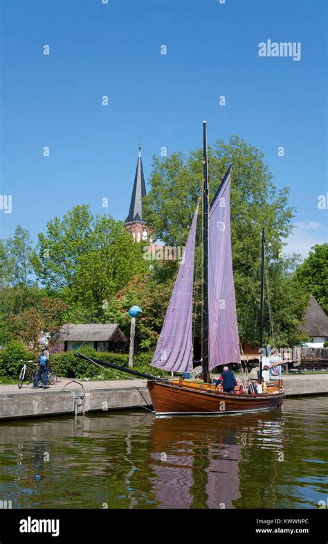 Zeesenboot A Traditional Wooden Sailing Boat At The Harbour Of Wustrow