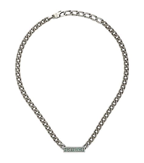 Gucci Sterling Silver Logo Necklace | Harrods UK