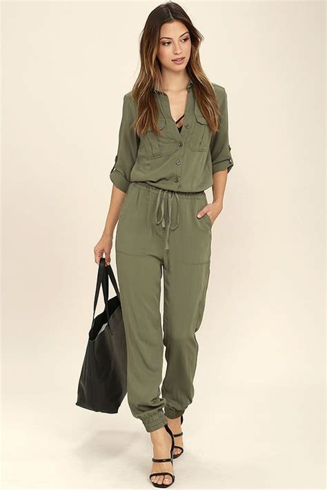 Sensible Solution Olive Green Jumpsuit Jumpsuit With Sleeves