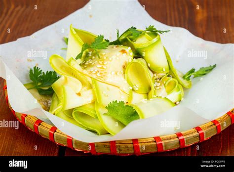 Vietnam Zucchini Salad With Sesam Seeds Stock Photo Alamy