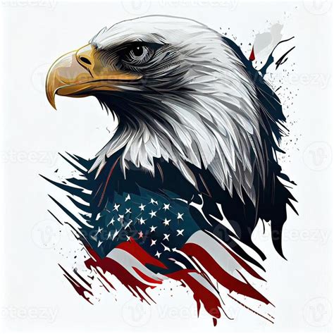 American Bald Eagle with USA Flag Poster