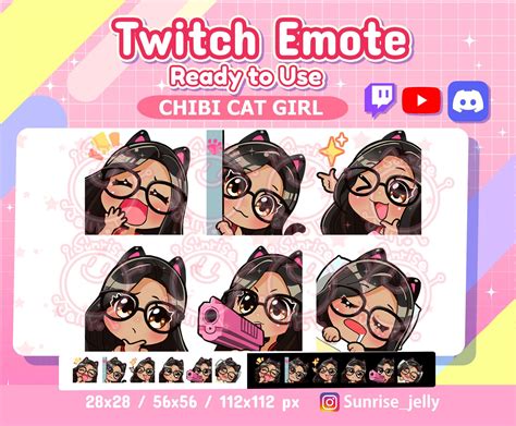 Twitch Emotes Black Hair Brown Eyes Tan Chibi Girl Etsy