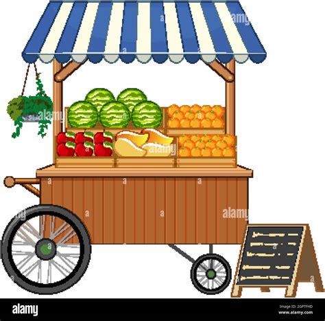 Fruit Cart Shop Cartoon Style Isolated Stock Vector Image Art Alamy