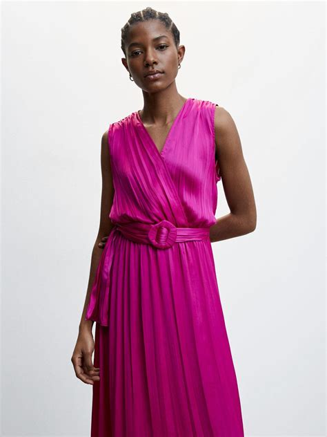 Mango Romina Pleated Satin Maxi Dress In Pink Lyst Uk