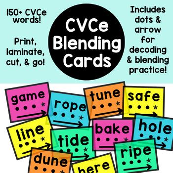 CVCe Blending Cards Long Vowel Blending Cards Decoding Practice