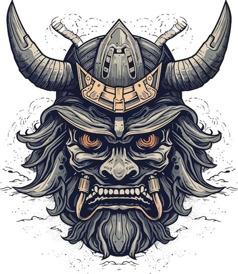 Premium Vector | Traditional japanese samurai mask design for print