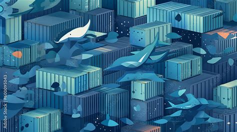 Docker container theme Stock Illustration | Adobe Stock