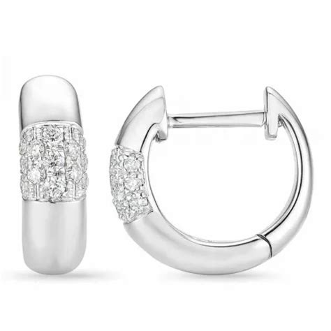 12 Mm Diamant Creoler I 14 Karat Hvidguld Med Diamant