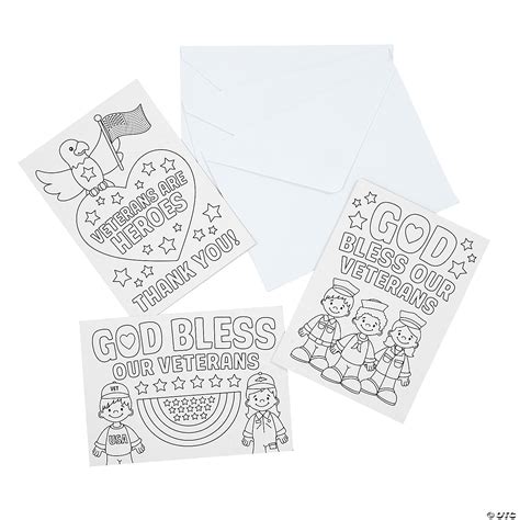 Color Your Own Veterans Day Cards - 12 Pc. - Discontinued