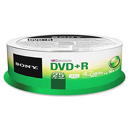 Sony DVD Recordable Media DVDR 16x 4 70 GB 25 Pack Spindle 120mm