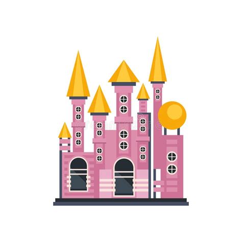 Fairytale Princess Castle Towers Set Colorful Medieval Mansion Facades