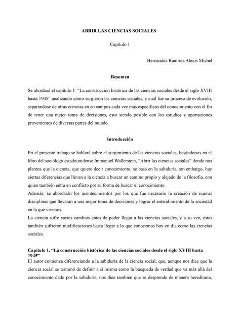 Control De Lectura Cap 1 Abrir Las Ciencias Sociales Abrir Las