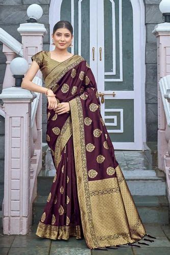 Brown Banarasi Silk Saree With Zeaving At Rs 2820 00 Surat ID