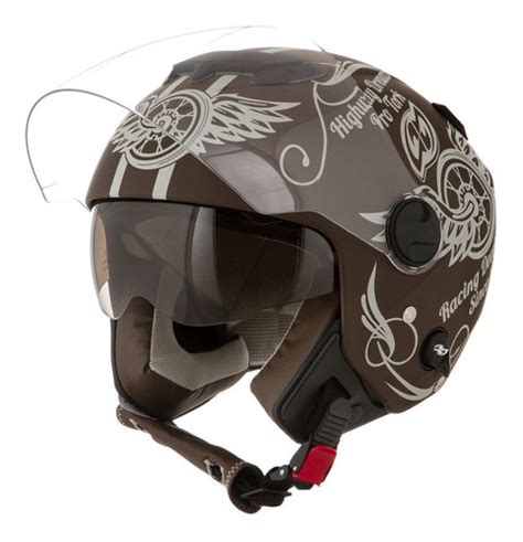 Capacete Para Moto Aberto Pro Tork New Atomic Highway Dreams Marrom