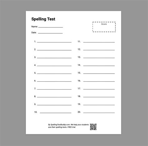 Free Spelling Test Papers For Teachers And Parents Spelling Test Buddy