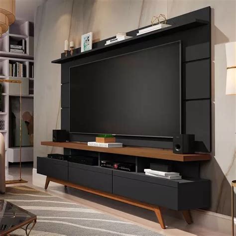 Estante Para TV Vivare Wood De 3 Colores Negro Con Panel De Hasta 70