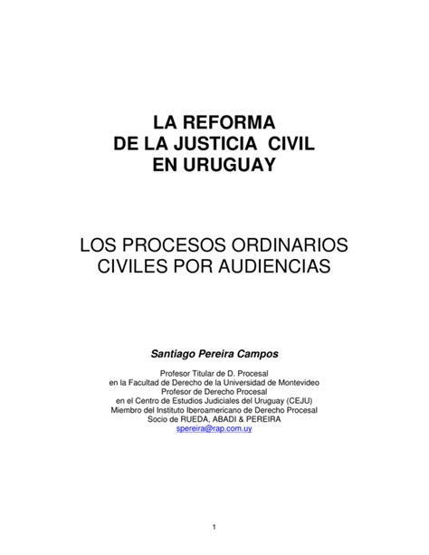 La Reforma De La Justicia Civil En Uruguay