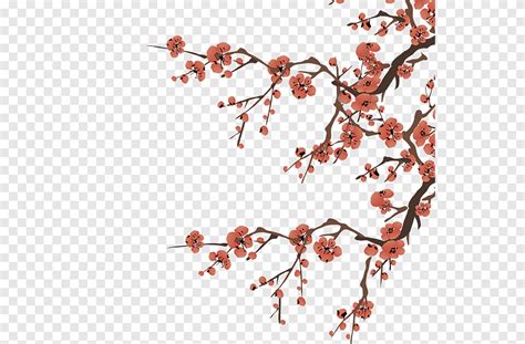 Ink Wash Painting Plum Flower Chinese Style Branch Png Pngegg