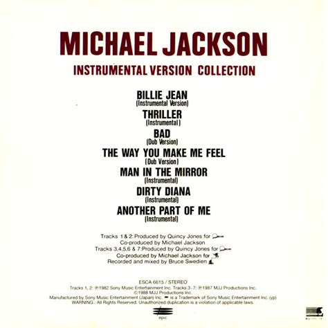 Car Tula Interior Frontal De Michael Jackson Instrumental Version