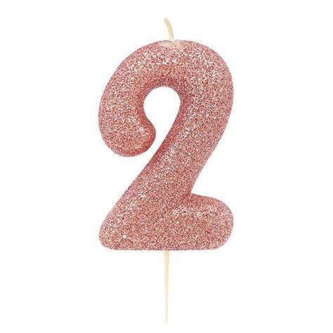 Rose Gold Glitter Number 2 Candle 7cm Glitter Number Candles