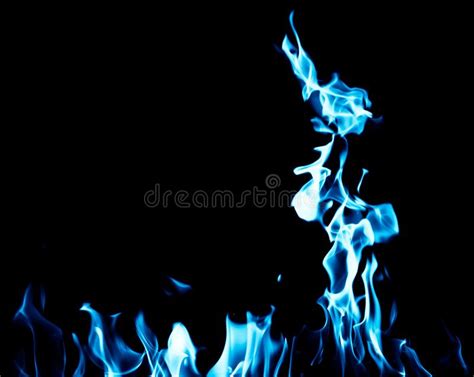 Blue Flame Fire On Black Background Stock Photo Image Of Energy