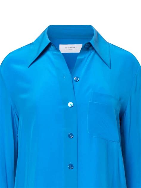 Equipment Quinn Silk Shirt Blue Farfetch